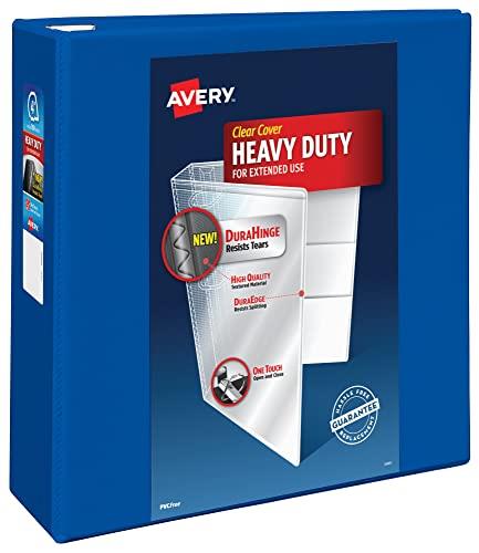 Avery Heavy Duty View 3 Ring Binder, 4" One Touch EZD Ring, Holds 8.5" x 11" Paper, 1 Pacific Blue Binder (79814)