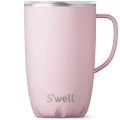 S'well Stainless Steel Mug with Handle, 16oz, Pink Topaz, Triple Layered Vacuum Insulated Containers Keeps Drinks Cold for 10 Hours and Hot for 3, BPA Free