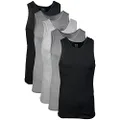 Gildan Men's Tank Vest, Grey/Black, Medium-Large US, 5 Pack