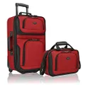 U.S. Traveler Rio Rugged Fabric Expandable Carry-On Luggage Set, Red, 2 Wheel, Rio Rugged Fabric Expandable Carry-on