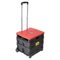 dbest products 01-681 Quik Cart Wheeled Rolling Crate Teacher Utility with seat Heavy Duty Collapsible Basket with Handle, Red