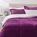 Amazon Basics Ultra-Soft Micromink Sherpa Comforter Bed Set - Plum, King