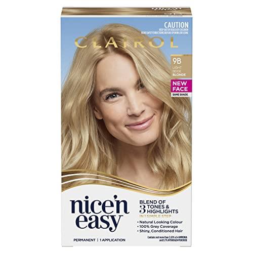 Clairol Nice 'N Easy Permanent Colour 9B Natural Light Beige Blonde, 100% Grey Coverage, Natural Looking Hair Colour