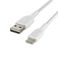 Belkin BoostCharge Braided USB-C to USB-A Charging Cable, White, 1 Meter Length