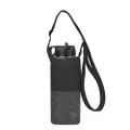 Travelon unisex adult Travelon Packable Water Bottle Sling Tote, Black Gray, Packed 3.25 x 4.25 .75 US