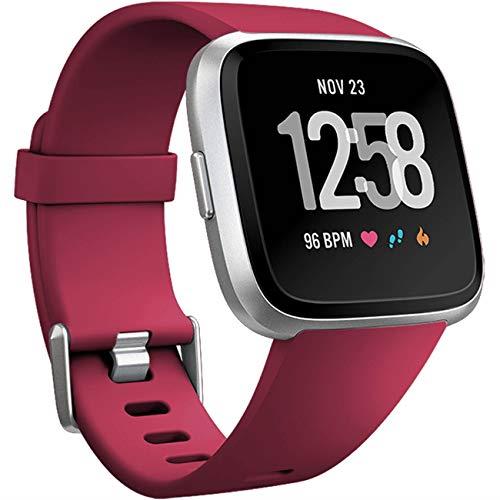 Wepro Bands Compatible with Fitbit Versa SmartWatch, Sports Watch Band Strap Wristband for Women Men Kids, Large, Wine Red