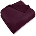 Amazon Basics Velvet Plush Blanket, Double - Aubergine