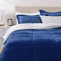 Amazon Basics Ultra-Soft Micromink Sherpa Comforter Bed Set - Navy, King