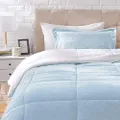 Amazon Basics Ultra-Soft Micromink Sherpa Comforter Bed Set - Smoke Blue, Twin