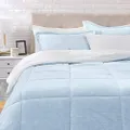 Amazon Basics Ultra-Soft Micromink Sherpa Comforter Bed Set - Smoke Blue, King