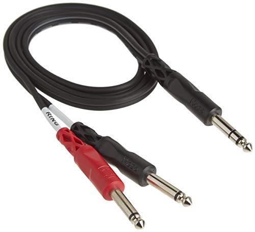 Hosa 1/4 Inch TRS To Dual 1/4 Inch TS Insert Cable, 1 Meter Length, Black/Silver/Red
