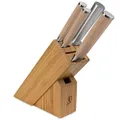 Shun Classic Blonde 5 Piece Starter Knife Block Set; Chef’s, Utility, and Paring Knives with Honing Steel and Block; PakkaWood Handles, VG-MAX Blades, Large
