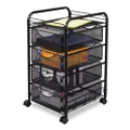 Safco Products Onyx Mesh 4 Drawer Rolling File Cart 5214BL, Black Powder Coat Finish, Durable Steel Mesh Construction, Swivel Wheels for Mobility