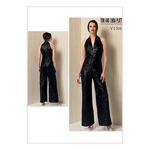 Vogue 1506 Misses' Sewing Pattern Sleeveless Wide-Leg Jumpsuit, Size 4-6-8-10-12-14