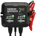 NOCO GENIUS2X2, 2-Bank 4A (2A/Bank) Smart Charger, 6V and 12V Car Battery Charger, Battery Maintainer, Trickle Charger and Desulfator for Automotive, Motorcycle, Motorbike, AGM and Lithium Batteries