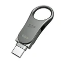 Silicon Power 64GB Dual USB-C USB-A OTG Flash Drive, USB 3.0 Type-C Type-A with Keychain Hole Key Ring Design, Metal Casing Dustproof Waterproof Thumb Drive Pen Drive Memory Stick, Mobile C80 Series