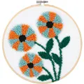 Dimensions 72-70021 Punch Needle Embroidery Kit, 8" W x 8" L Orange and Blue Flowers