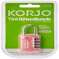 Korjo Luggage Wordlock 4 Letter Word Lock, TSA Authorized, Pink