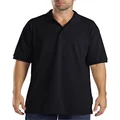 Dickies Men's Short Sleeve Pique Polo, Black, 3X-Large
