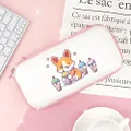 BelugaDesign Corgi Boba Carrying Case | White Pink Pastel Hard Travel Protector | Cute Kawaii Anime Dog Bubble Tea Paws | Compatible with Nintendo Switch Standard Lite OLED (White)