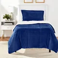 Amazon Basics Ultra-Soft Micromink Sherpa Comforter Bed Set - Navy, Twin