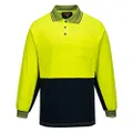 Prime Mover Long Sleeve Cotton Comfort Polo Shirt, Yellow/Navy, X-Large