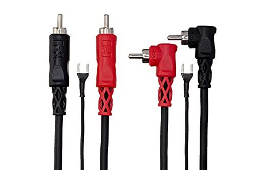 Hosa Stereo Interconnect Dual RCA to Dual Right-Angle RCA with Ground Wire Cable, 2 Meter