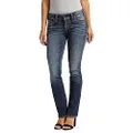 Silver Jeans Co. Women's Suki Mid Rise Straight Leg Jeans, Dark Blue Wash, 32W x 32L