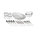 Stansport 1122003 Enamel Camping Tableware Set-24 Pieces-White with Blue Specs