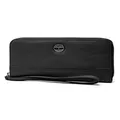 Timberland Women's Leather RFID Zip Around Wallet Clutch with Wristlet Strap, Black (Pebble), One Size