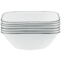 Corelle Vitrelle 6-Piece (22-Oz) Cereal Soup Bowls, Triple Layer Glass and Chip Resistant, Lightweight Square Dinnerware Bowl Set, Simple Lines