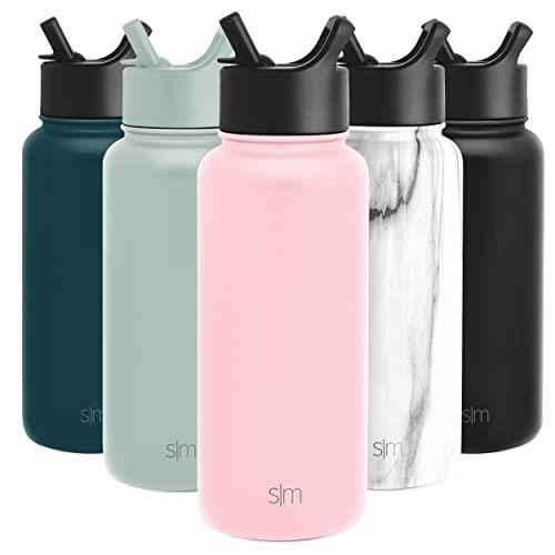 Simple Modern 945mL Summit Water Bottle with Straw Lid - Gifts for Kids Travel Hydro Vacuum Insulated Flask Double Wall Liter - 18/8 Stainless Steel -Blush