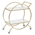 Cooper & Co. Homewares Remy Steel Bar Cart with Glass Rack, Gold