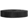 Strapworks Heavyweight Polypropylene Webbing - Heavy Duty Poly Strapping for Outdoor DIY Gear Repair, 1 Inch x 25 Yards - Black
