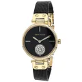Anne Klein Women's Premium Crystal Accented Mesh Bracelet Watch, Gold-Tone/Black, One Size