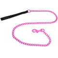 Platinum Pets 4mm Coated Chain Dog Leash with Leather Handle, Bubblegum Pink