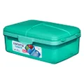 Sistema Lunch Slimline Quaddie Lunch Box with Water Bottle | 1.5 L Air-Tight and Stackable Food Storage Container | Assorted Colours