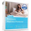 Linenspa Waterproof Smooth Top Premium Twin Mattress Protector, Breathable & Hypoallergenic Twin Mattress Covers - Packaging May Vary, White