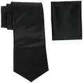Stacy Adams Men's Satin solid Tie Set, Black, One size