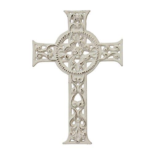 Stonebriar Accents of Faith 11.5" Worn White Cast Iron Hanging Cross