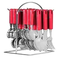 Avanti 16722 24 Piece Hanging Cutlery Set with Wire Frame, Red
