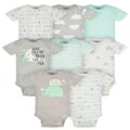 Gerber Baby 8 Pack Short-Sleeve Onesies Bodysuits Multi-Pack, Elephants, 3-6 Months