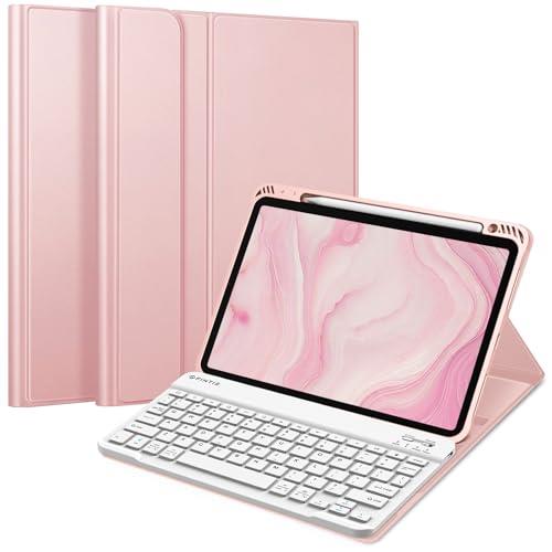 Fintie Keyboard Case for iPad Air 11-inch M4/M3/M2 (2026/2025/2024), iPad Air 5th/4th Generation (2022/2020) 10.9 Inch - Soft TPU Cover w/Magnetically Detachable Bluetooth Keyboard, Rose Gold