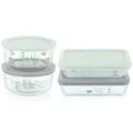Pyrex 8-Pc Glass Food Storage Container Set, 4-Cup & 3-Cup Decorated Round and Rectangle Meal Prep Containers, Non-Toxic, BPA-Free Lids, Disney's Star Wars, The Child