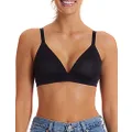 Finelines Women's First Fit Violet Cupped Crop T Shirt Bra, Black, 8 30B US