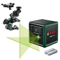 Bosch cross line laser Quigo Green generation II with clamp MM 2 (horizontal + vertical laser lines, green laser technology, working range up to 12 m, accuracy +/- 0.6 mm/m, in cardboard box)