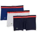Lacoste Men's 3 PACK CASUAL TRUNK Underwear, Navy, Silver, Black, Small US