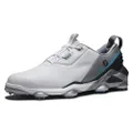 FootJoy Men's Tour Alpha Golf Shoes, White Grey Blue, 9.5 AU