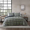 Eddie Bauer Home Comforters Reversible Alt Down Bedding with Matching Sham, Home Decor for Colder Months, Twin, Rugged Navy/Green