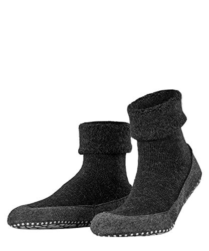 FALKE Men's Cosyshoe Slipper Socks, Thick House Socks for Winter and Fall, Grips On Sole, Cozy Warm, Merino Wool, Black (Black 3000), 11-12, 1 Pair, Grey (Anthracite Melange 3080), 11-12